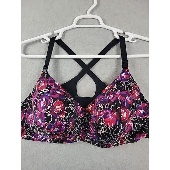 Torrid Curve Multicolor Floral Wire Free Racerback Bra Women's 46C Stretch - Picture 2 of 9